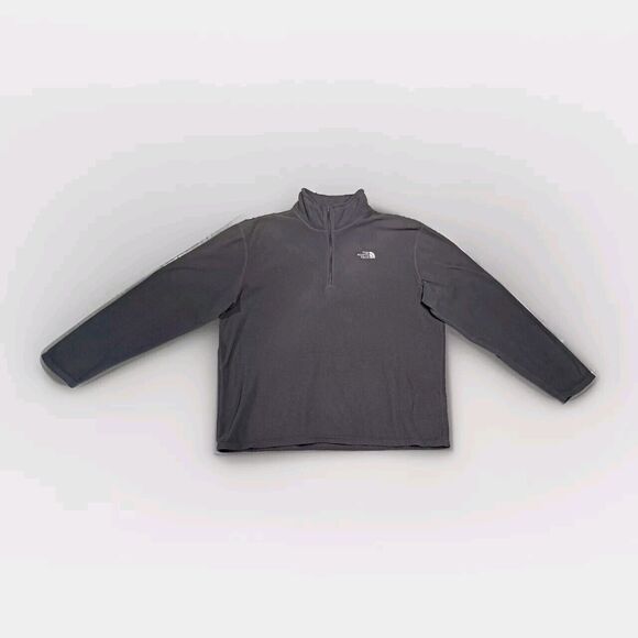 The North Face 1/4 Zip Fleece Jacket Mens Large Gray Pullover TNF Stain - Picture 1 of 14